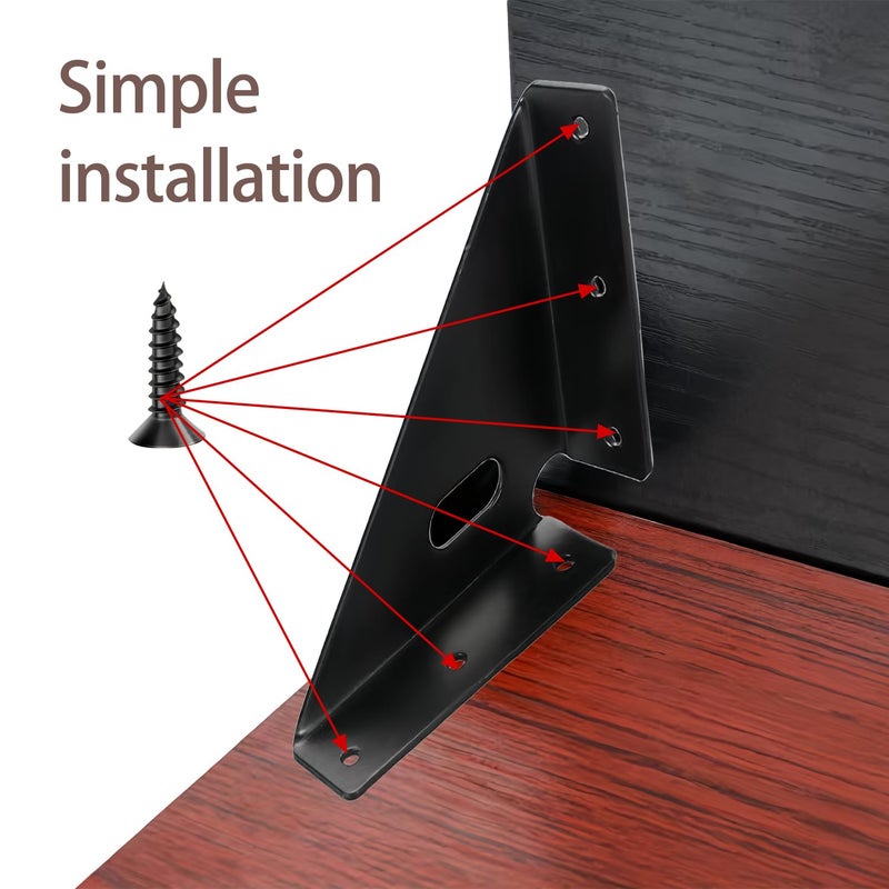 Armiika 4 Pcs Heavy Duty Gusset Joints, Trapezi Corner Code, Bracket Corner Brace Bracket Fasteners, Furniture Shelf Support Joint Fasteners for Table, Chair Cabinet Bed Stabilization (Black) - Image 5